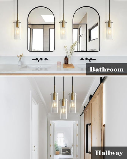 Blown Glass Pendant Light, Gold Pendant Light Kitchen Island 1 Pack, Glass Kitchen Pendant Lights, Island Pendant Lights for Kitchen, Living Room, Dining Room, Bar