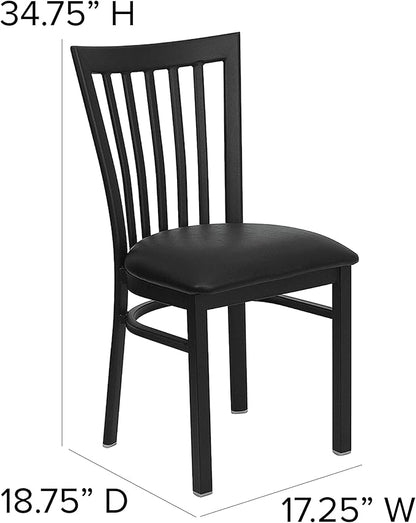 Flash Furniture HERCULES Series Black School House Back Metal Restaurant Chair - Black Vinyl Seat