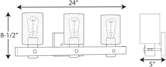 Progress Lighting Gulliver Collection 3-Light Clear Seeded Glass Coastal Bath Vanity Light Graphite
