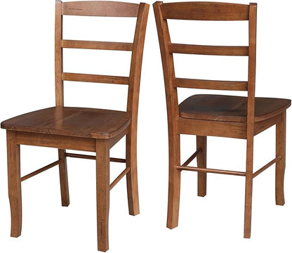 IC INTERNATIONAL CONCEPTS Set of 2 Solid Wood Madrid Ladderback Chairs in Distressed Oak