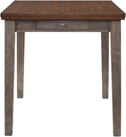 Counter Height Two Tone 4 Drawer Dining Table with Storage, Modern Kitchen Island Table for Small Spaces, Rustic Farmhouse Style Dining Furniture, Easy Assembly and Durable Wood Construction