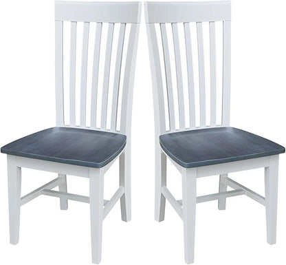International Concepts Set of Two Tall Mission Chairs, White/Heather gray