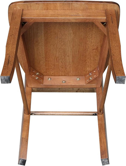 IC INTERNATIONAL CONCEPTS Set of 2 Solid Wood Madrid Ladderback Chairs in Distressed Oak