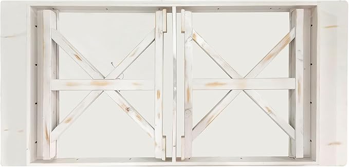 Flash Furniture Hercules Folding Farmhouse Dining Room Table with X Legs, Commercial Grade Rectangular Solid Pine Farm Table for 8, 7' x 40", Antique Rustic White