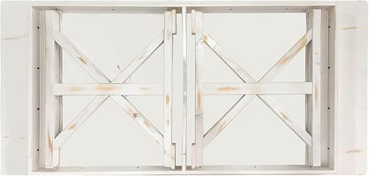 Flash Furniture Hercules Folding Farmhouse Dining Room Table with X Legs, Commercial Grade Rectangular Solid Pine Farm Table for 8, 7' x 40", Antique Rustic White