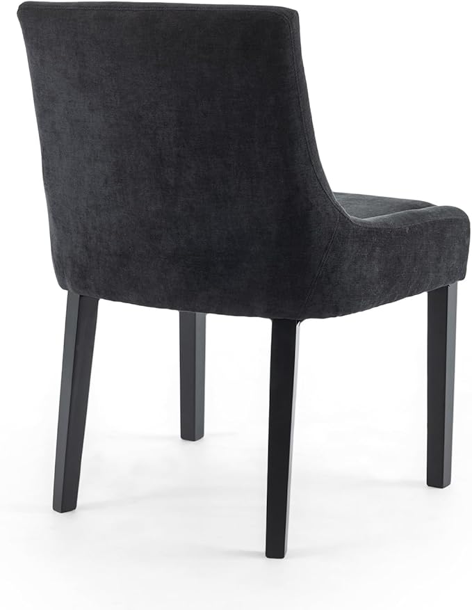 Dining Chairs Set of 2 – Extra Wide & Padded Fabric Dining Chairs with Solid Wood Legs, High-Density Foam Cushion, Mid-Back Modern Kitchen Chairs for Comfortable Everyday Use