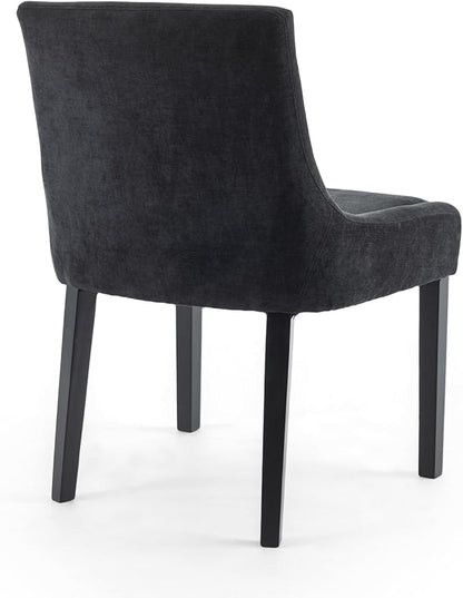 Dining Chairs Set of 6 – Extra Wide & Padded Fabric Dining Chairs with Solid Wood Legs, High-Density Foam Cushion, Mid-Back Modern Kitchen Chairs for Comfortable Everyday Use
