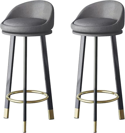 Set of 2 Counter Height s with Backs, Faux Leather Upholstered Chairs for Kitchens Island, Coffee, Home Dinning,Dark Gray-Seat Height 80cm