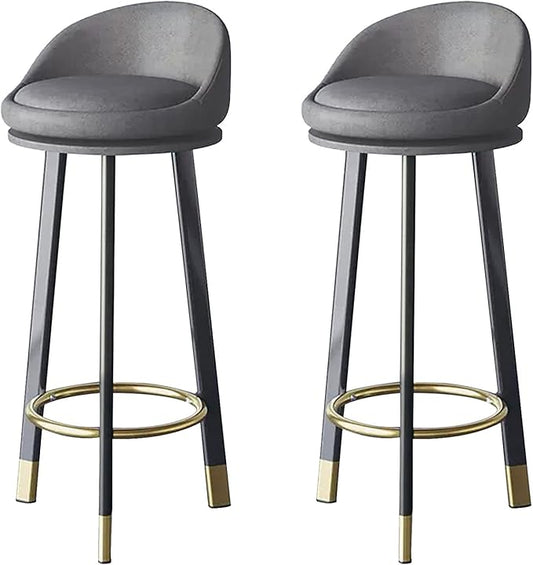 Set of 2 Counter Height s with Backs, Faux Leather Upholstered Chairs for Kitchens Island, Coffee, Home Dinning,Dark Gray-Seat Height 80cm