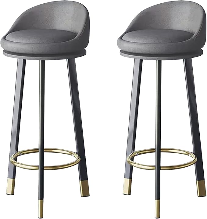 Set of 2 Counter Height s with Backs, Faux Leather Upholstered Chairs for Kitchens Island, Coffee, Home Dinning,Dark Gray-Seat Height 60cm
