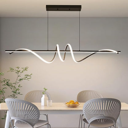 Modern LED Chandelier Light, 47IN Pendant Light Fixtures Dimmable with Remote Control 3000k-6500K Adjustable Color Temperature, Aluminum Island Lighting Lamp for Dining Room, Living Room, Island