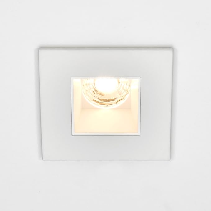 Maxxima 2 in. Ultra-Thin Recessed Anti-Glare LED Downlight - Canless IC Rated, 500 Lumens, 5 Color Temperature Selectable 2700K/3000K/3500K/4000K/5000K, Dimmable Square White Trim, 90 CRI