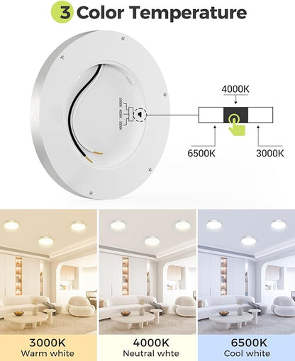 hepside 1Pack Dimmable Flush Mount Ceiling Light Fixture Brushed Nickel, 3CCT Selectable 3000/4000/6500K Ceiling Lamp, 7.5INCH 15W 1500LM Low Profile Light for Bedroom, Kitchen, Bathroom, Hallway
