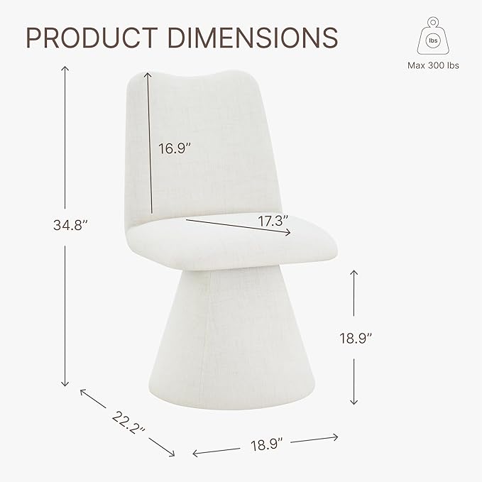 KISLOT Swivel Dining Chairs Set of 1, Modern Upholstered Dining Chair Mid Century Kitchen Chairs with High Back, 360 Degree Rotating Vanity Chair for Dining Room, Bedroom, Farmhouse, Beige