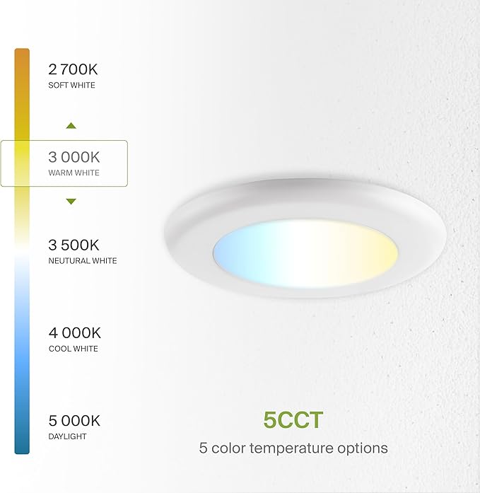 ASD 6 Pack LED Disk Lights 4 Inch, 10W 5CCT 2700K-5000K 685LM CRI90+, Dimmable Flush Mount Ceiling Light Fixture, Low Profile Surface Mount Disc Lights, Junction Box or Recessed Can Install, UL