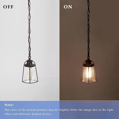 classy leaves Pendant Lights, Farmhouse Hanging Light Fixtures with Seeded Glass Shade, Brown Pendant Lighting Kitchen Island for Foyer, Hallway, Entryway