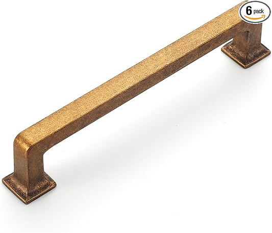 Amerdeco 6 Pack Antique Brass Cabinet Pulls 5 Inch Hole Centers Kitchen Handles Cabinet Hardware Kitchen Handles for Cabinets Cupboard Handle Drawer Pulls