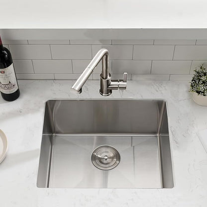 20 Inch Undermount Kitchen Sink with Faucet Combo - SZBAQTM 20"x19"x10" Stainless Steel Undermount Sink Single Bowl 18 Gauge Handmade Design sink with Pull-Out Faucet
