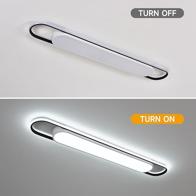 4Ft Cool White Modern LED Ceiling Lighting,65W Metal Linear Ceiling Lamp,6500K High Brightness Simple Long Light for Kitchen Dining Living Room Laundry, Garage Cloakroom Lighting (48Inch)