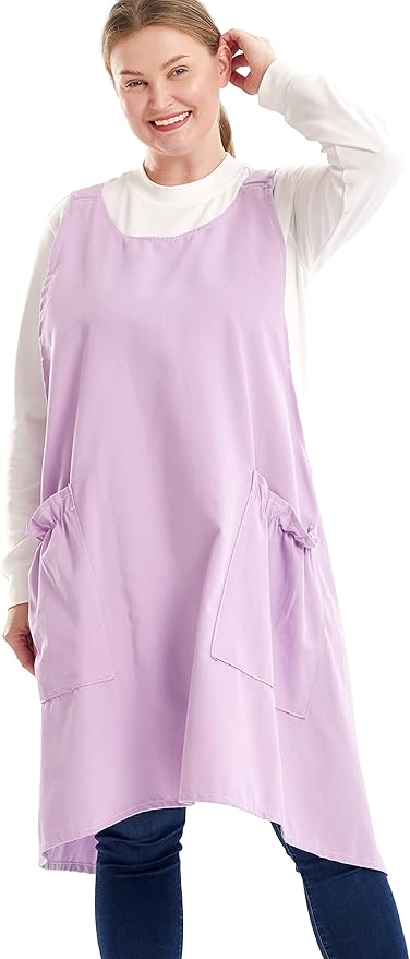 Big Plus Size Aprons for Women with Pockets Cotton Linen Baking Kitchen Cooking