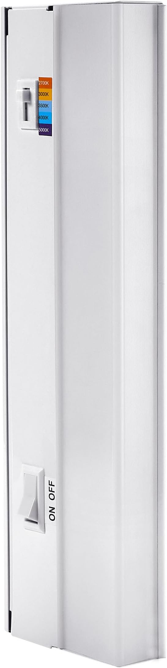 Maxxima 12 in. Hardwired LED Under Cabinet Light - 300 Lumens, 5 CCT, Color Temperature Slide Control, 2700K/3000K/3500K/4000K/5000K, Kitchen and Indoor Lighting Fixture, White, On/Off Switch