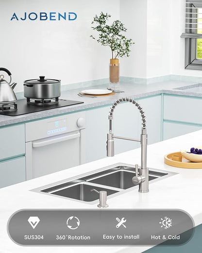 Touchless Spring Kitchen Sink Faucet with Pull Down Sprayer, Motion Sensor Touch on Faucets for Kitchen Sink, 360° Swivel Spout, Stainless Steel