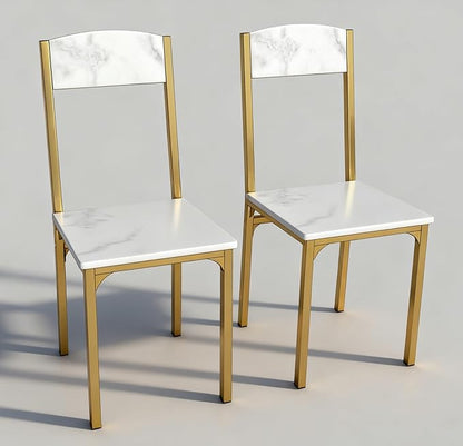 AT-VALY Dining Chairs Set of 2, 18 inch Seat Height Armless Kitchen Chairs with Heavy-Duty Metal Frame for Dining Room (Gold)