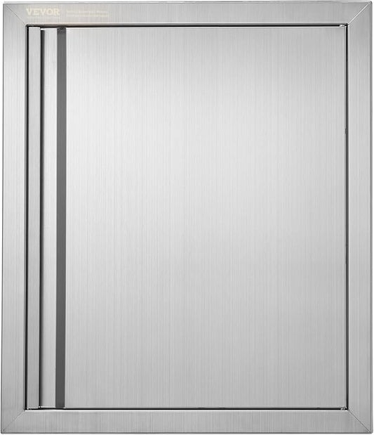 VEVOR Outdoor BBQ Kitchen Door, 18W x 21H Inch Stainless Steel Flush Mount Vertical Door with Recessed Handle, for BBQ Island, Grilling Station, Outside Cabinet