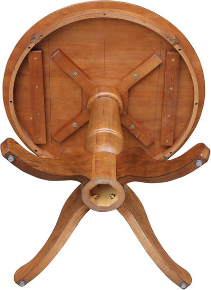 IC INTERNATIONAL CONCEPTS 30" Solid Wood Round Top Pedestal Table in Distressed Oak - 29.1" Height