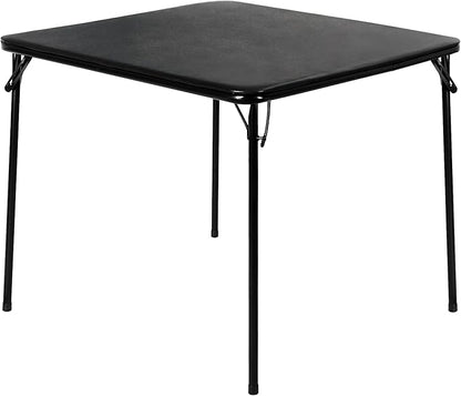 VECELO 34'' Folding Card Table with Black PU Padded Tabletop, Portable Multifunctional for Indoor/Outdoor, Home, Parties, Picnics, Games