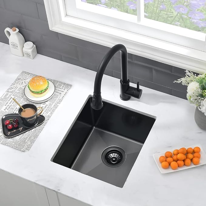 13 Black Bar Sink Undermount-VASOYO 13x15 Inch Undermount Bar Sinks Small Kitchen Sink for Bar Prep, Outdoor, Rv, 16 Gauge Stainless Steel Single Bowl Kitchen Basin with Bottom Grid