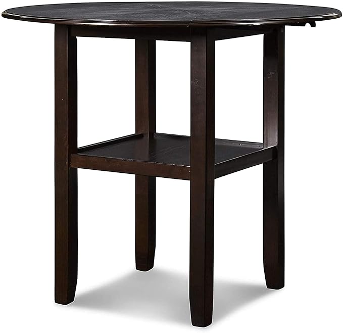 New Classic Furniture Gia 3-Piece Drop Leaf Counter Table Set with 2 Chairs, 42-Inch, Ebony