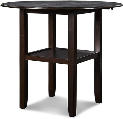 New Classic Furniture Gia 3-Piece Drop Leaf Counter Table Set with 2 Chairs, 42-Inch, Ebony