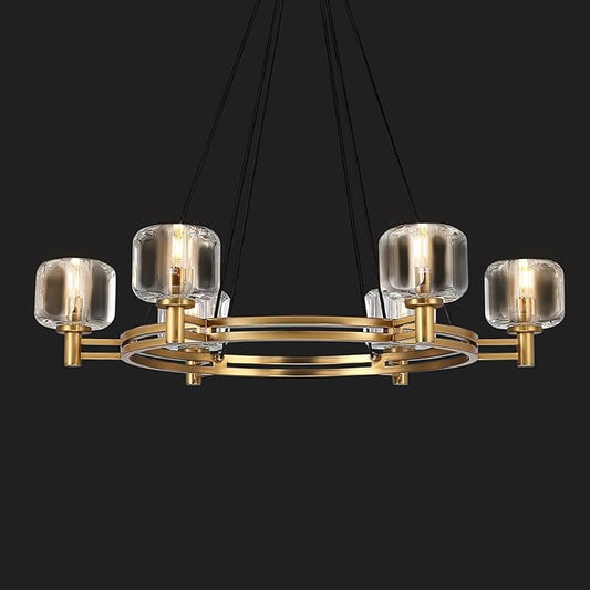 Modern Crystal Chandelier, 54" Black Rectangle Chandeliers for Dining Room, 5-Light Kitchen Island Lighting, Light Fixtures Over Table,Pendant Lighting Fixture for Dining Room Bedroom (1-Gold-36in)