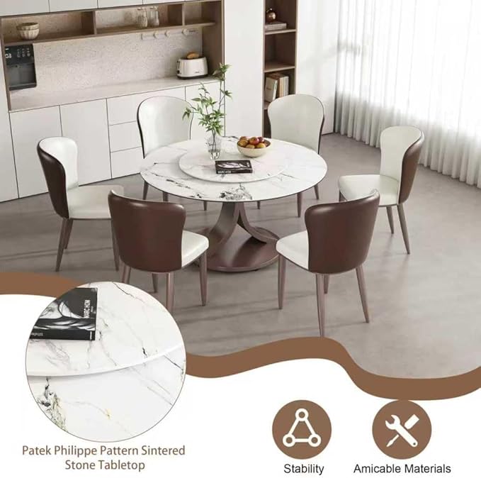 Modern Sintered Stone Dining Table for 4-6, Luxury Rectangular Kitchen Dinette with Faux Marble Top & Heavy-Duty Metal Legs, Heat-Resistant Furniture for Dining Room (53" + 4 Chairs)