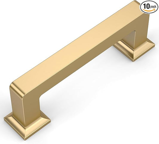 Amerdeco 10 Pack Champagne Bronze Cabinet Pulls 3 Inch(76MM) Hole Centers Kitchen Cabinet Handles Cabinet Hardware Kitchen Handles for Cabinets Cupboard Handles Drawer Pulls ZH0019