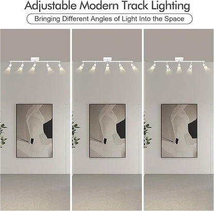 BoostArea 5 Light Track Lighting Fixtures Ceiling, Matte White Kichen Track Lighting, Rotatable Light Heads, Adjustable Modern Directional Ceiling Light for Kitchen,No Bulbs