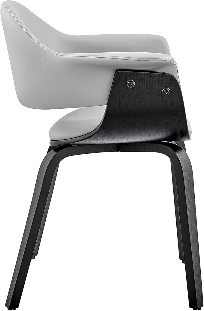 Armen Living Adalyn Faux Leather and Wood Dining Room Accent Chair, Gray/Black 19D x 25W x 30H in