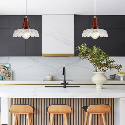 YLONG-ZS Vintage Small Glass Pendant Light Fixtures for Kitchen Island 8" Farmhouse Brass Gold Adjustable Hanging Ceiling Light for Bedroom Coffee Shop Dining Room Sink Table
