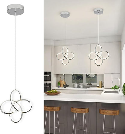 Modern Pendant Lighting, 4500K Chrome Pendant Light Kitchen Island, Height Adjustable Hanging Pendant Light Fixtures for Dining Room Kitchen Sink Bedroom Hallway,1 Pack