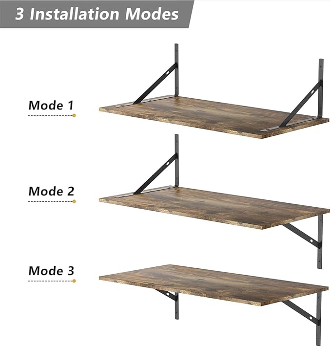 Deep Floating Shelves for Wall Set of 3, 24W x 12 Inch Deep Floating Shelves, Wide Floating Wall Mounted Shelves for Living Room, Kitchen, Office, Bedroom, Bathroom, Laundry Room