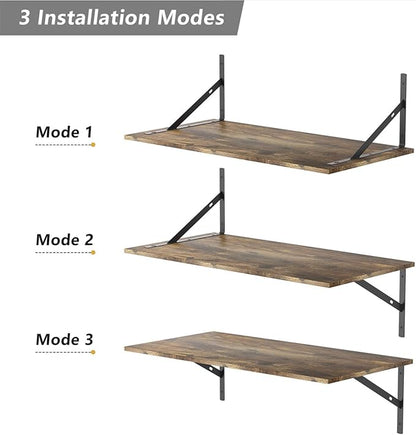 Deep Floating Shelves for Wall Set of 3, 24W x 12 Inch Deep Floating Shelves, Wide Floating Wall Mounted Shelves for Living Room, Kitchen, Office, Bedroom, Bathroom, Laundry Room