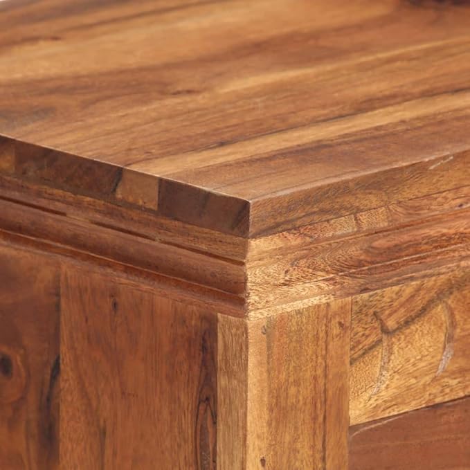 Solid Acacia Wood Sideboard Buffet Cabinet 29.5" H, 2 Door 2 Drawer Natural Brown Pantry Storage for Dining Room Living Room Kitchen