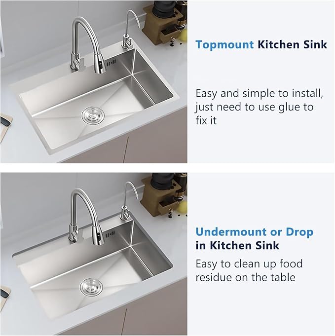 33x22 Inch Topmount or Drop In Kitchen Sink Worktation, Stainless Steel Single Bowl Sink with Drainpipe for RV, Prep Kitchen