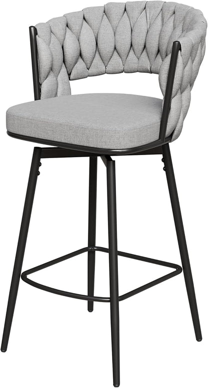 360°Swivel Bar Chairs Set of 2, Equipped with Soft Cushioned backrest Counter Stool, Metal Leg Luxury Kitchen Chair, Suitable for Family Dining, Kitchen Island