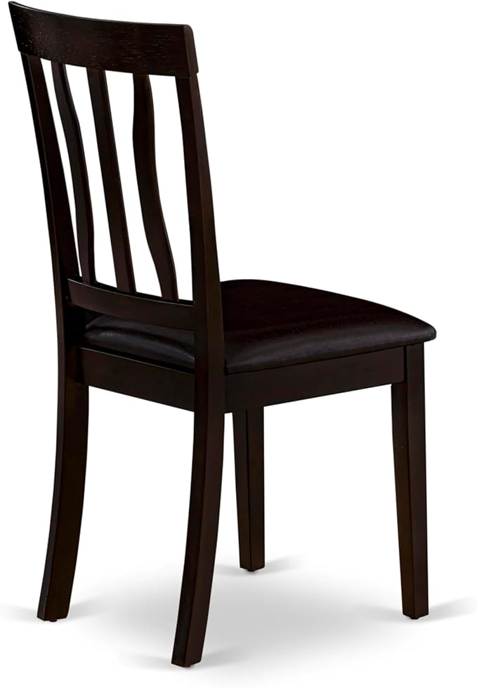 East West Furniture ANTI3-CAP-LC 3 Piece Kitchen Table & Chairs Set Contains a Round Dining Room Table with Pedestal and 2 Faux Leather Dining Room Chairs, 36x36 Inch, Cappuccino