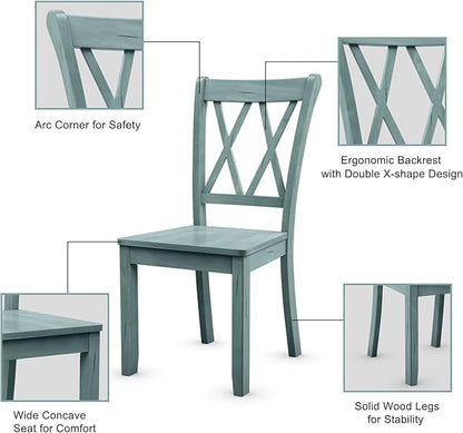 Giantex Set of 2 Dining Chairs, Rubber Wood Dining Room Chair, Farmhouse Dining Side Chairs, Max Load 400 Lbs, Wooden Kitchen Chairs for Home Kitchen, Dining Room
