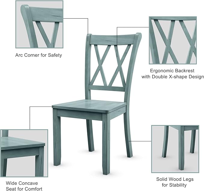 Giantex Set of 4 Dining Chairs, Rubber Wood Dining Room Chair, Farmhouse Dining Side Chairs, Max Load 400 Lbs, Wooden Kitchen Chairs for Home Kitchen, Dining Room
