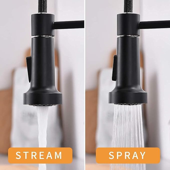GIMILI Touchless Spring Kitchen Faucet with Soap Dispenser,Matte Black&Gold