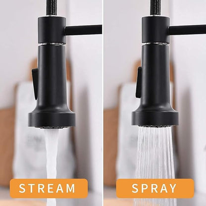 GIMILI Touchless Spring Kitchen Faucet with Soap Dispenser,Matte Black&Gold